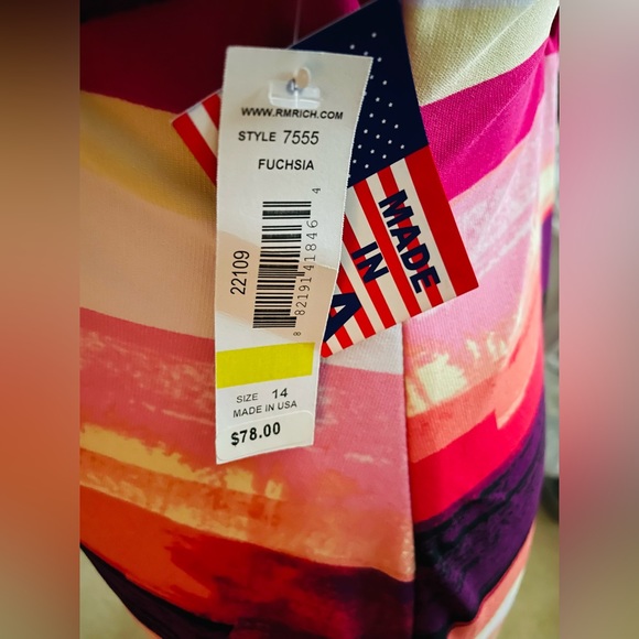 R&M Beautiful Sundress Maxi pink white black orange colorful light 14 new! - Picture 7 of 8